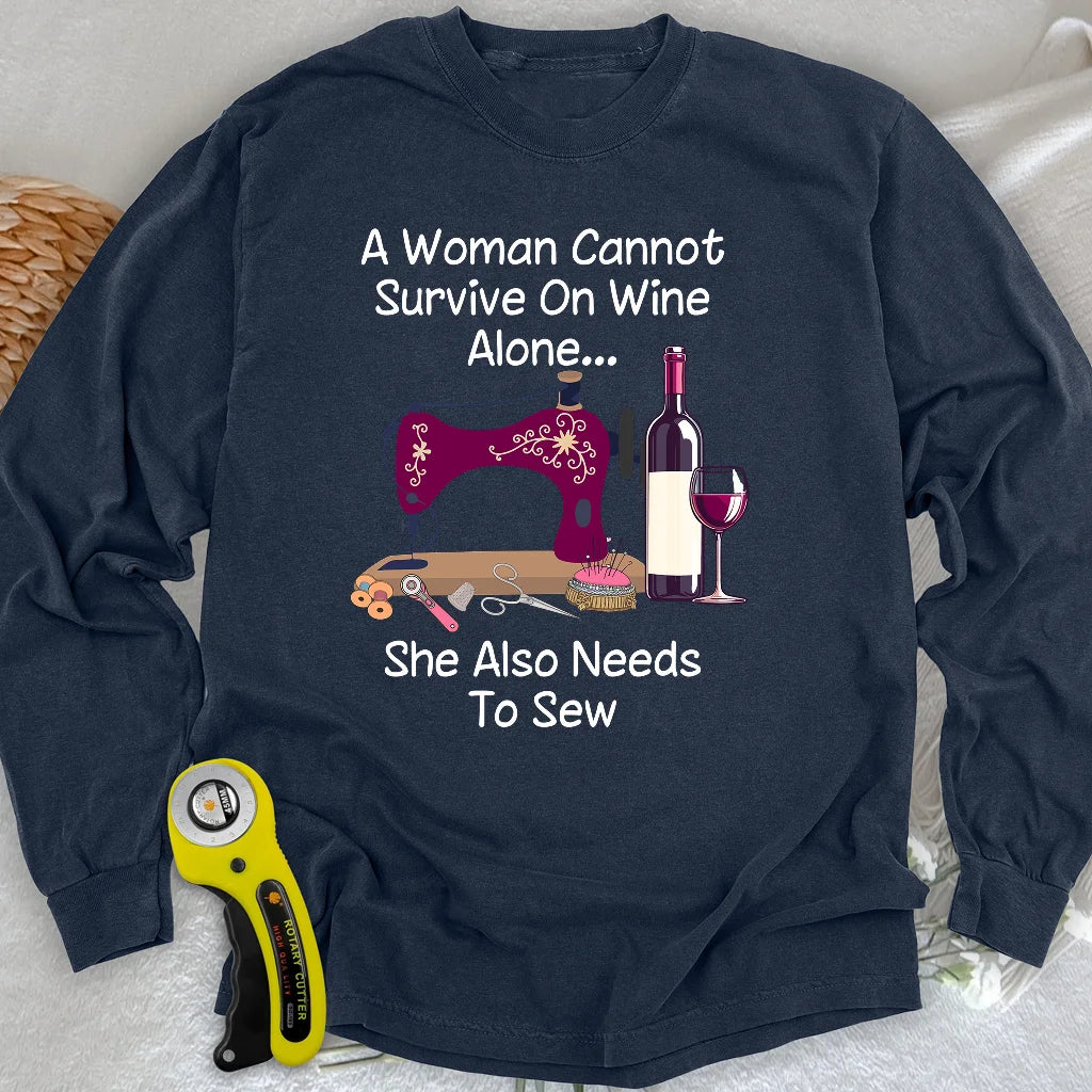 Sewing and Wining Long Sleeve T-shirt