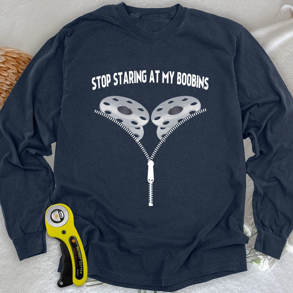 Stop Staring At Boobins Long Sleeve T-shirt