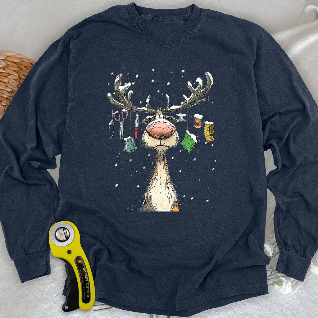 Das Rentier-Steppdecken-Langarmshirt