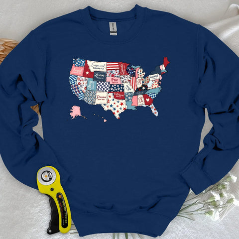 Sweat-shirt carte des États-Unis en patchwork