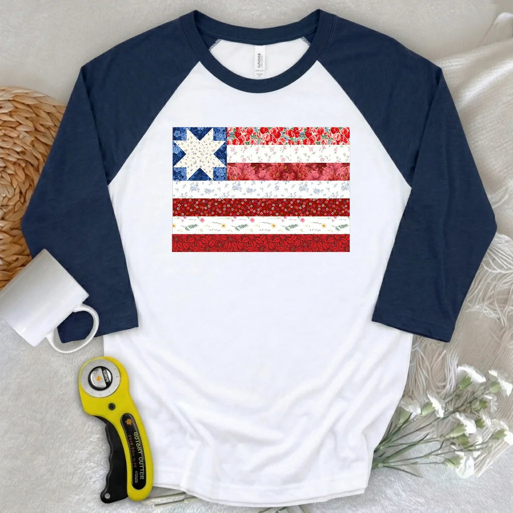 USA Star Flag 3/4 Sleeve T-shirt