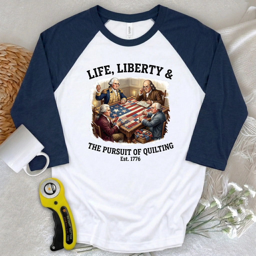 United We Quilt 1776 3/4 Sleeve T-shirt