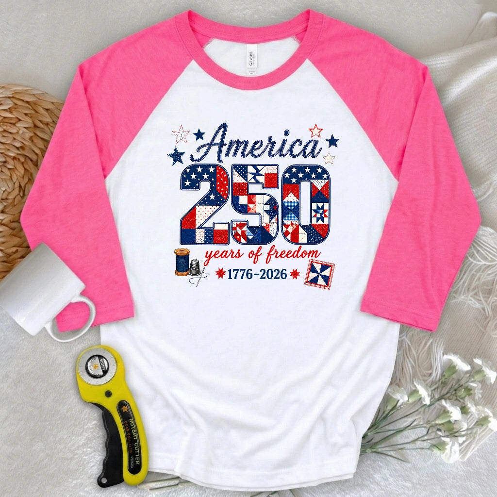 America 250: Pieced With Pride 3/4 Sleeve T-shirt