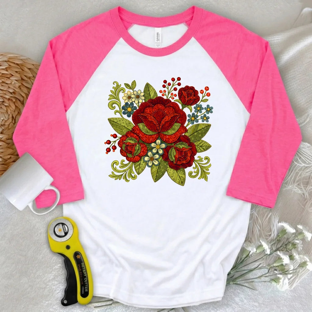 Appliqué Nerd 3/4 Sleeve T-shirt