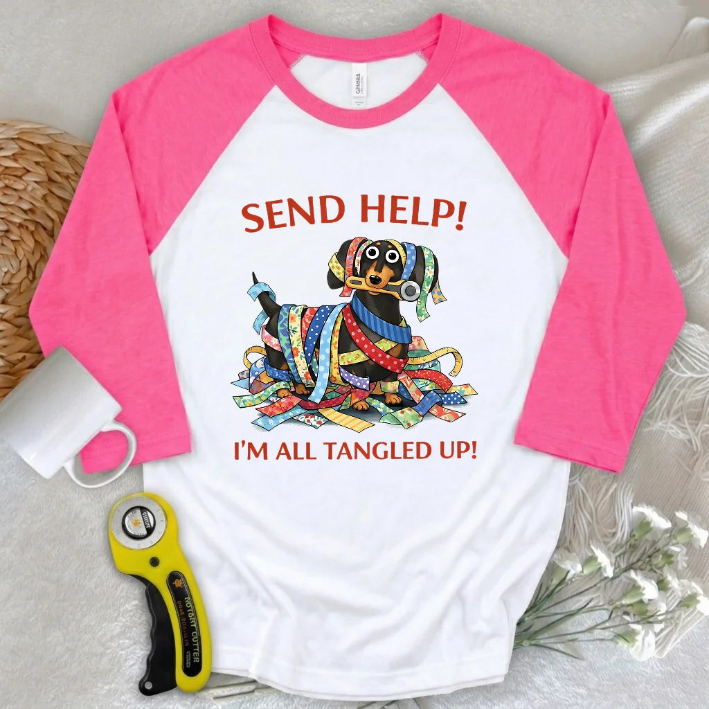 Fabric Strip Mess 3/4 Sleeve T-shirt