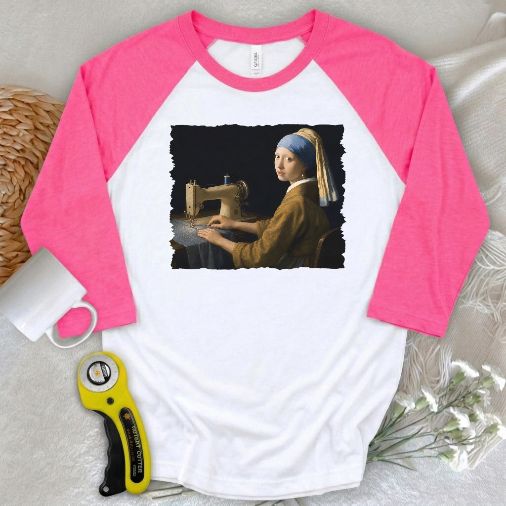 Girl With A Sewing Machine 3/4 Sleeve T-shirt