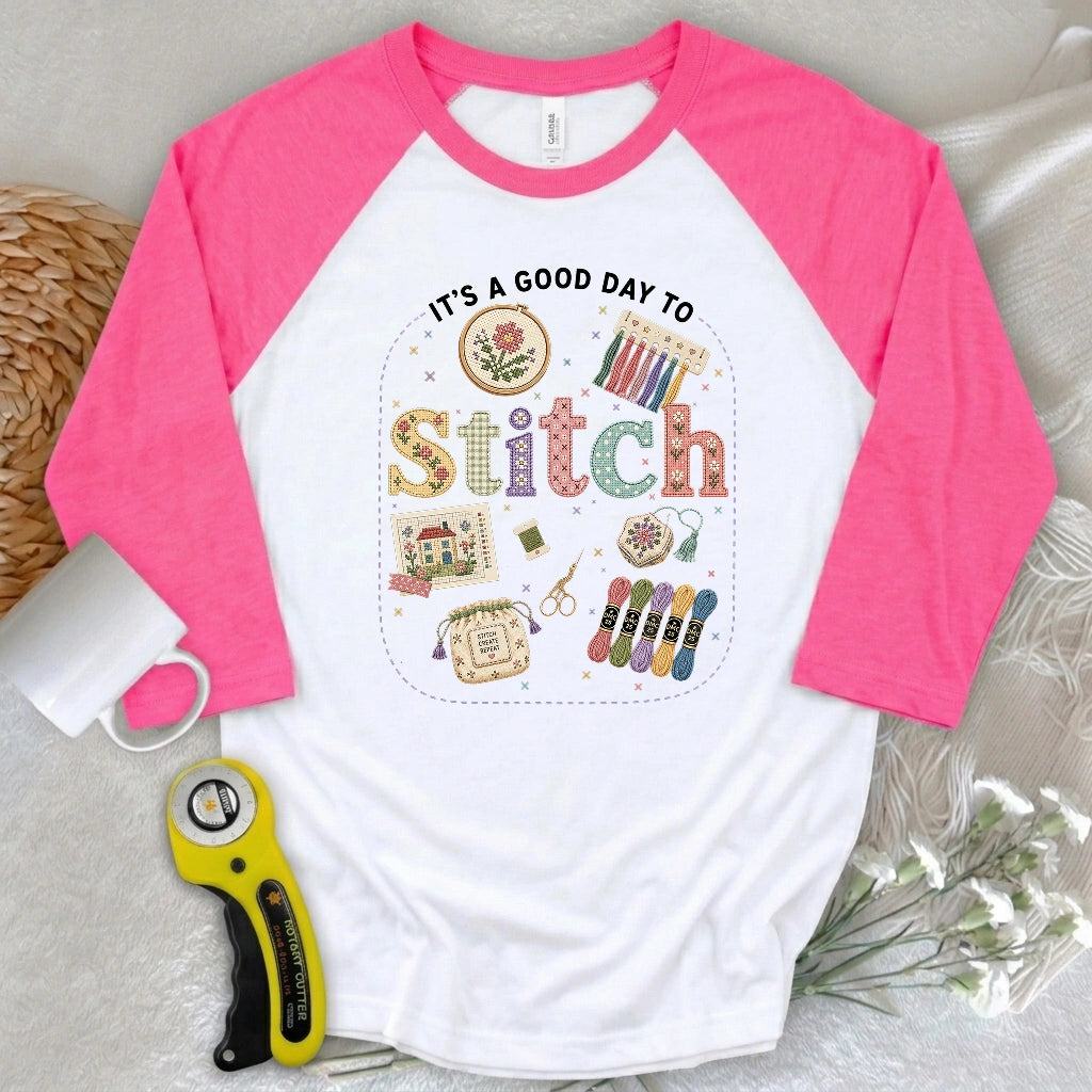 Good Day To Cross Stitch 3/4 Sleeve T-shirt