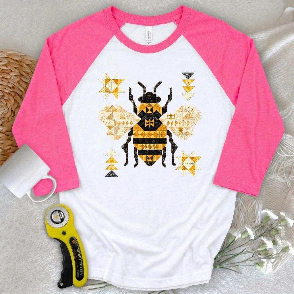 Patchwork Bee 3/4 Sleeve T-shirt