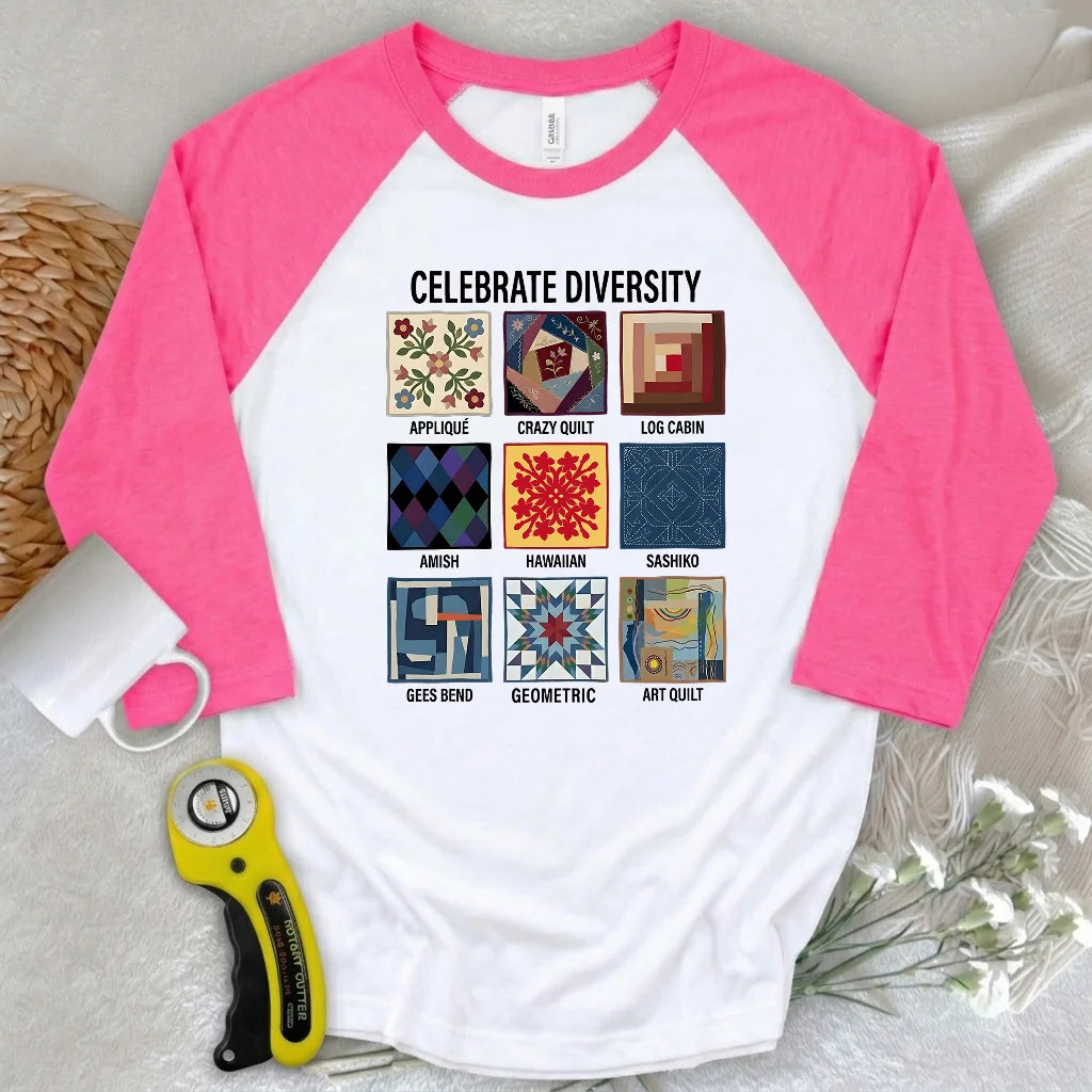 Patchwork Diversity 3/4 Sleeve T-shirt