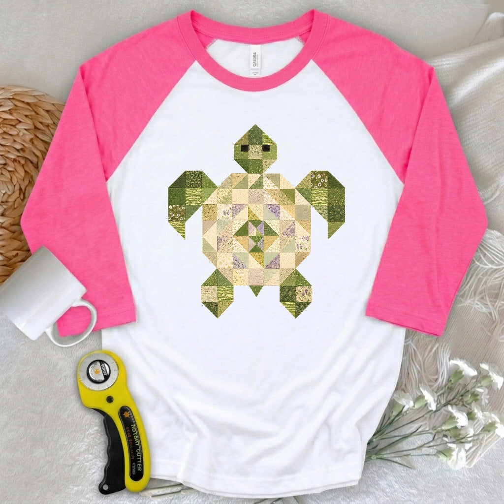 Patchwork Turtle 3/4 Sleeve T-shirt