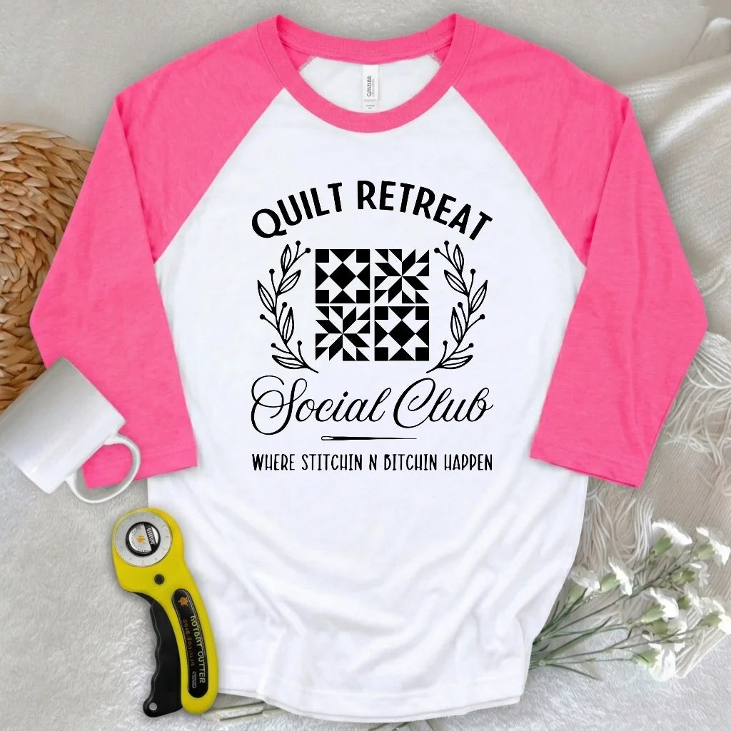 Quilt Retreat 3/4 Sleeve T-shirt