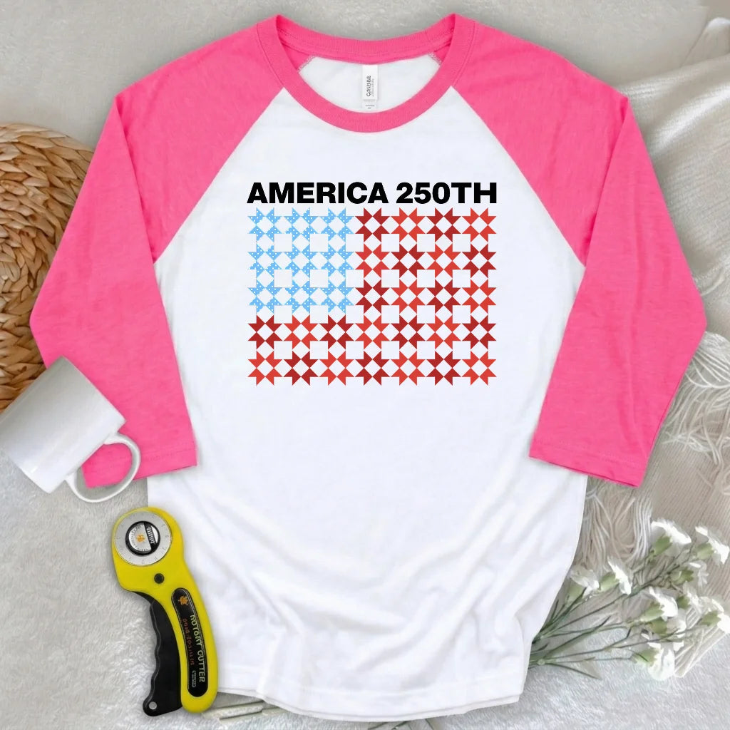 Quilted Tribute 3/4 Sleeve T-shirt