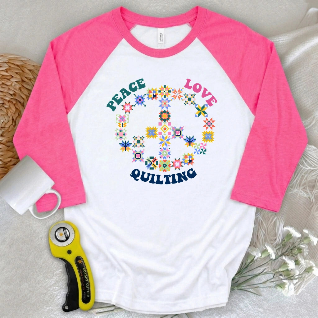 Quilting Brings Peace 3/4 Sleeve T-shirt