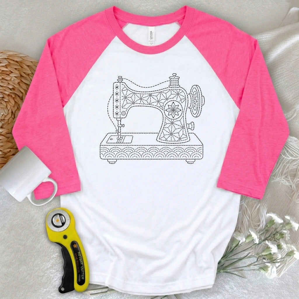 Sashiko Sewing Machine 3/4 Sleeve T-shirt
