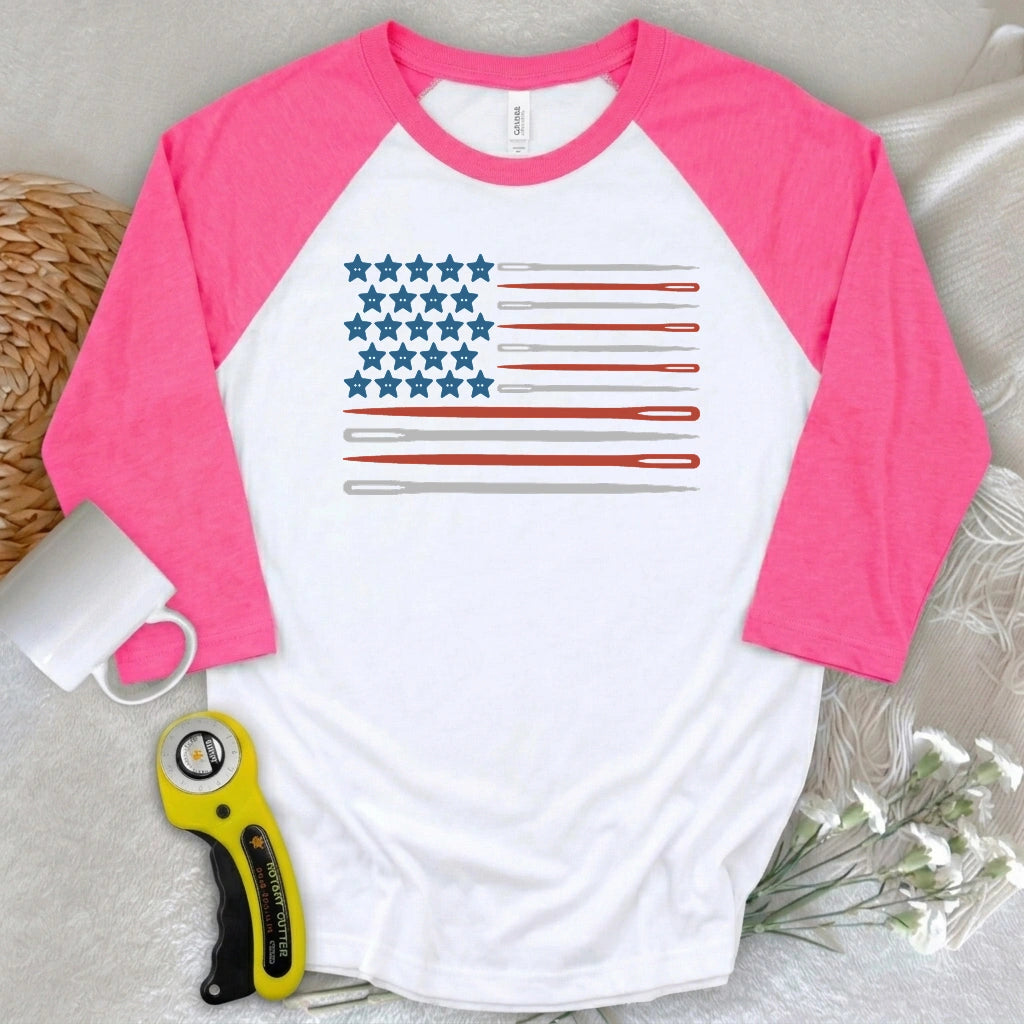 Sewing Flag 3/4 Sleeve T-shirt