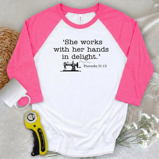 Sewing In Bible 3/4 Sleeve T-shirt
