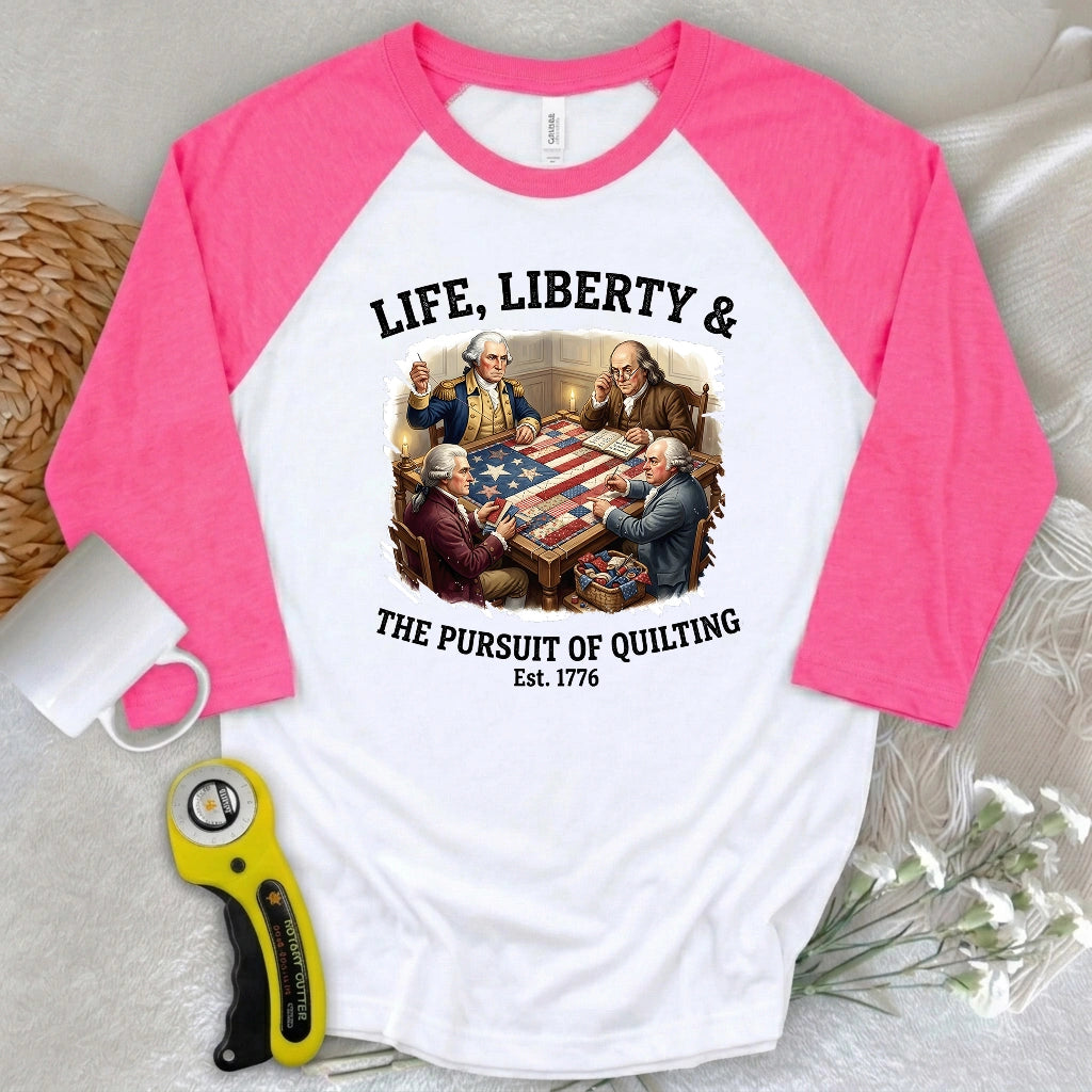 United We Quilt 1776 3/4 Sleeve T-shirt