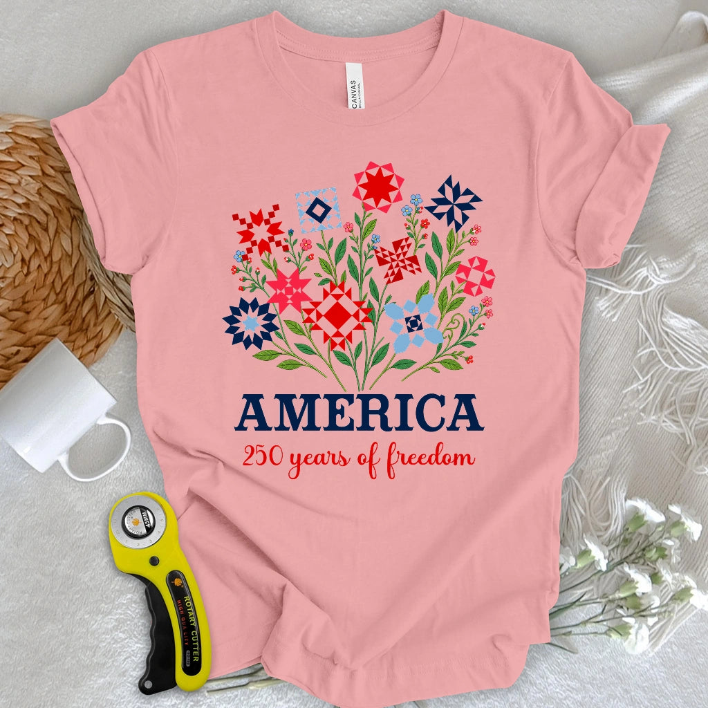 Americana Quilt Blooms T-shirt
