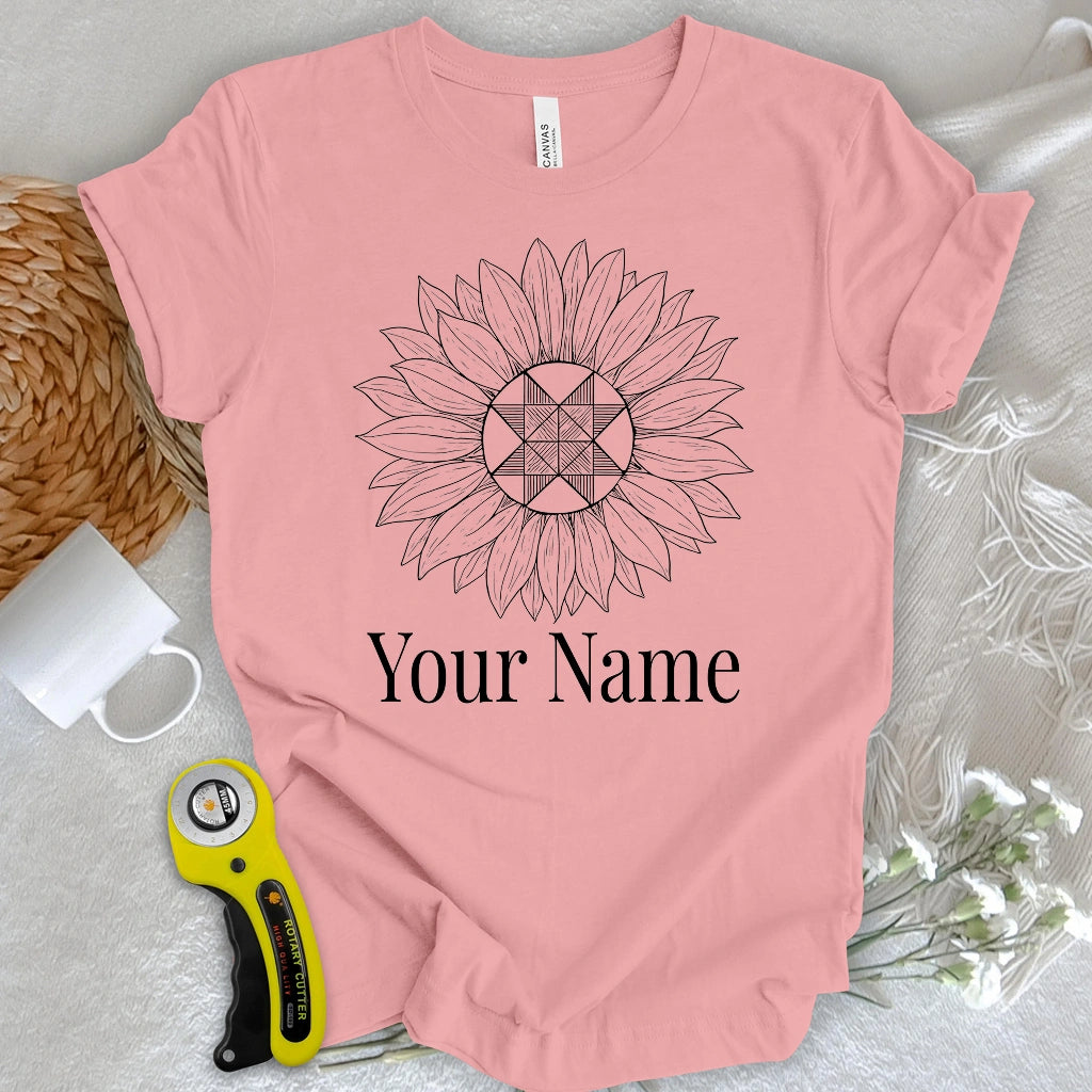"Custom Name" Block Sunflower T-shirt