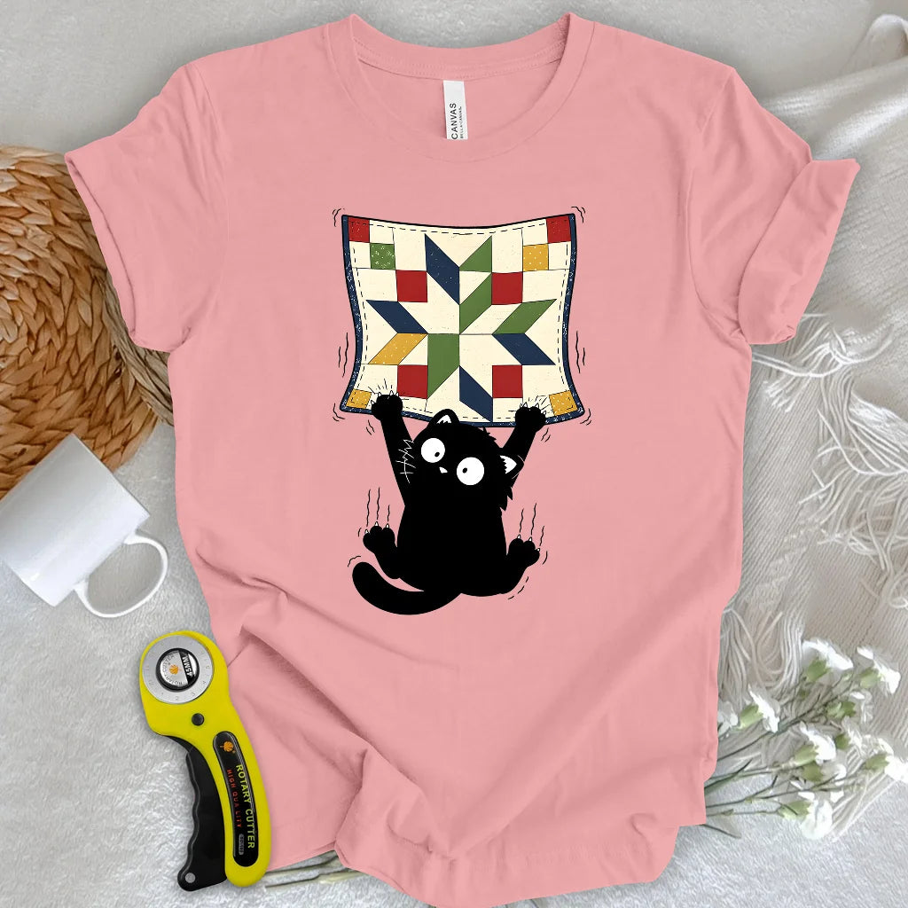 Clingy Quilt Cat T-shirt