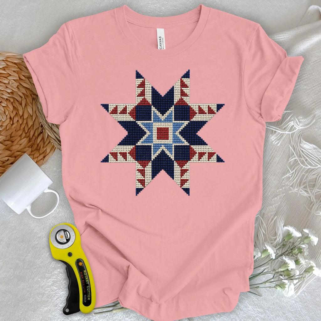Cross-Stitched Quilt Star T-shirt