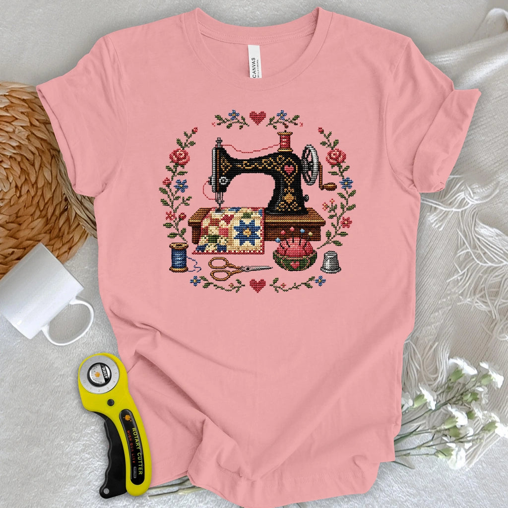 Cross-Stitched Sewing Machine T-shirt