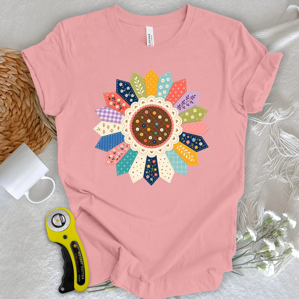 Floral Applique Quilt Block T-shirt