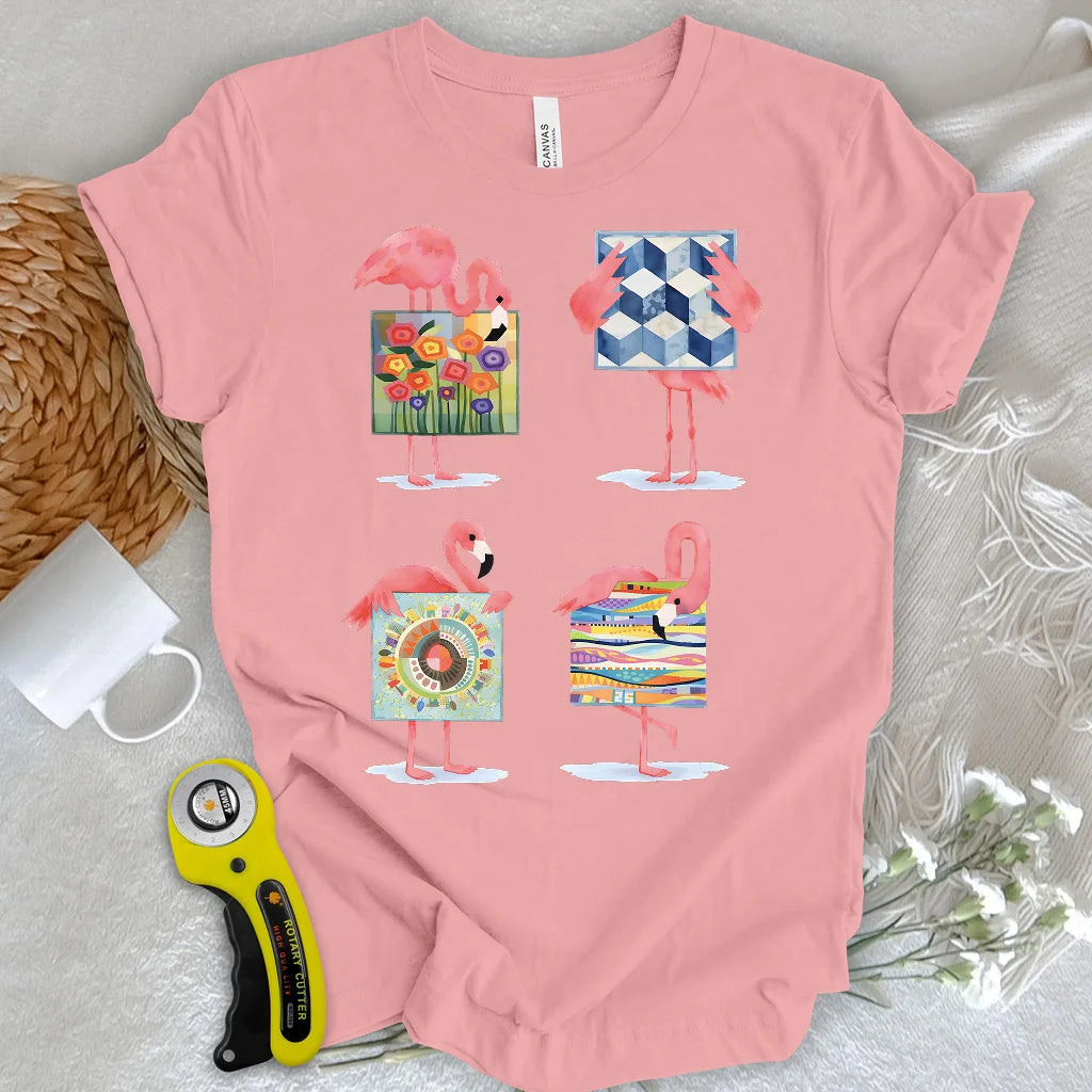 T-shirt Flamants roses courtepointe moderne