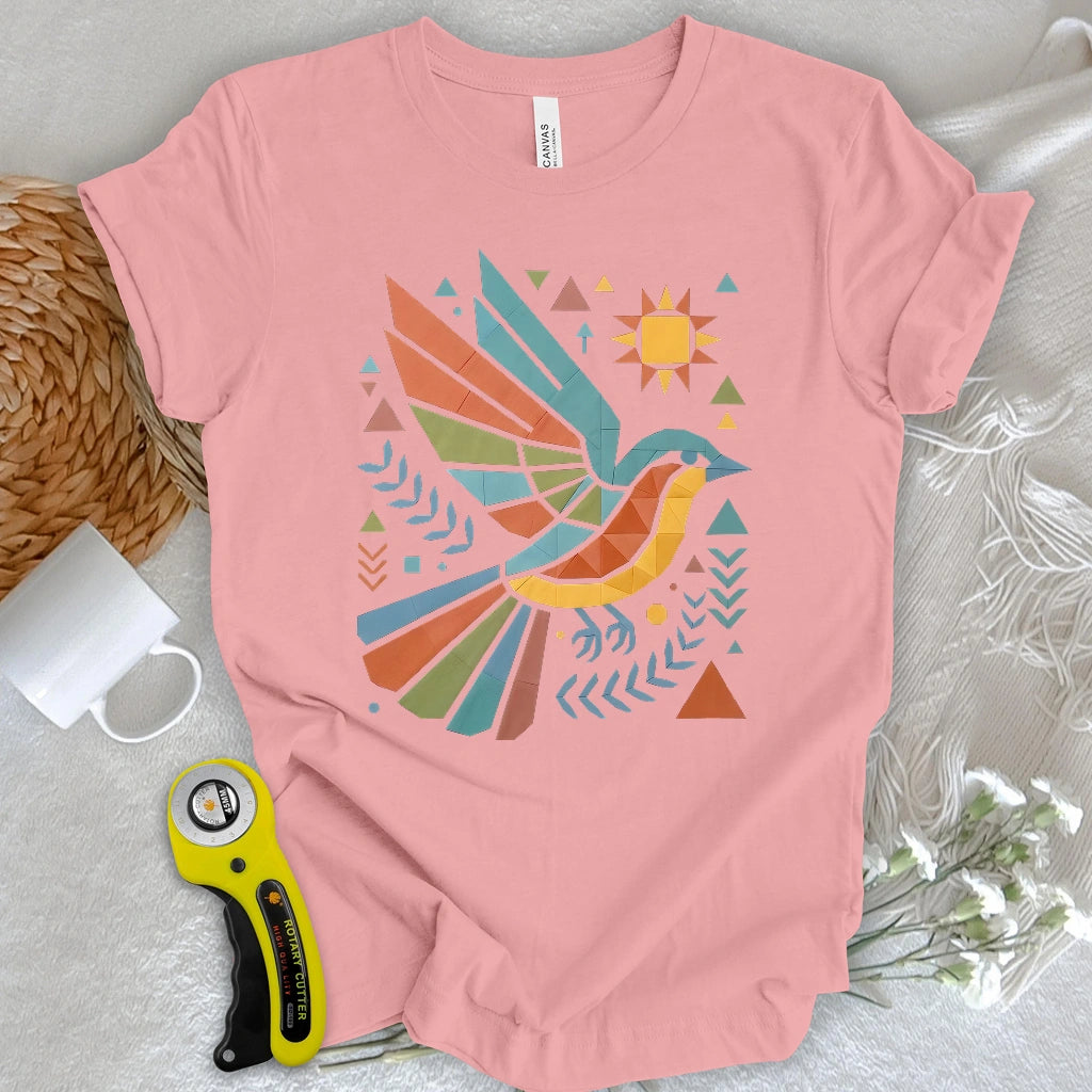 Patchwork Boho Bird T-shirt