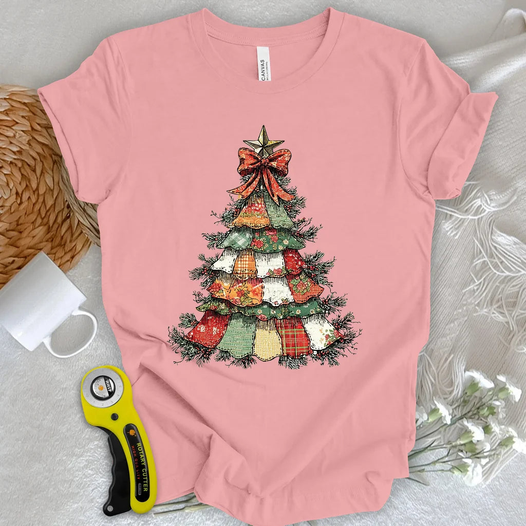 T-shirt arbre de Noël en patchwork