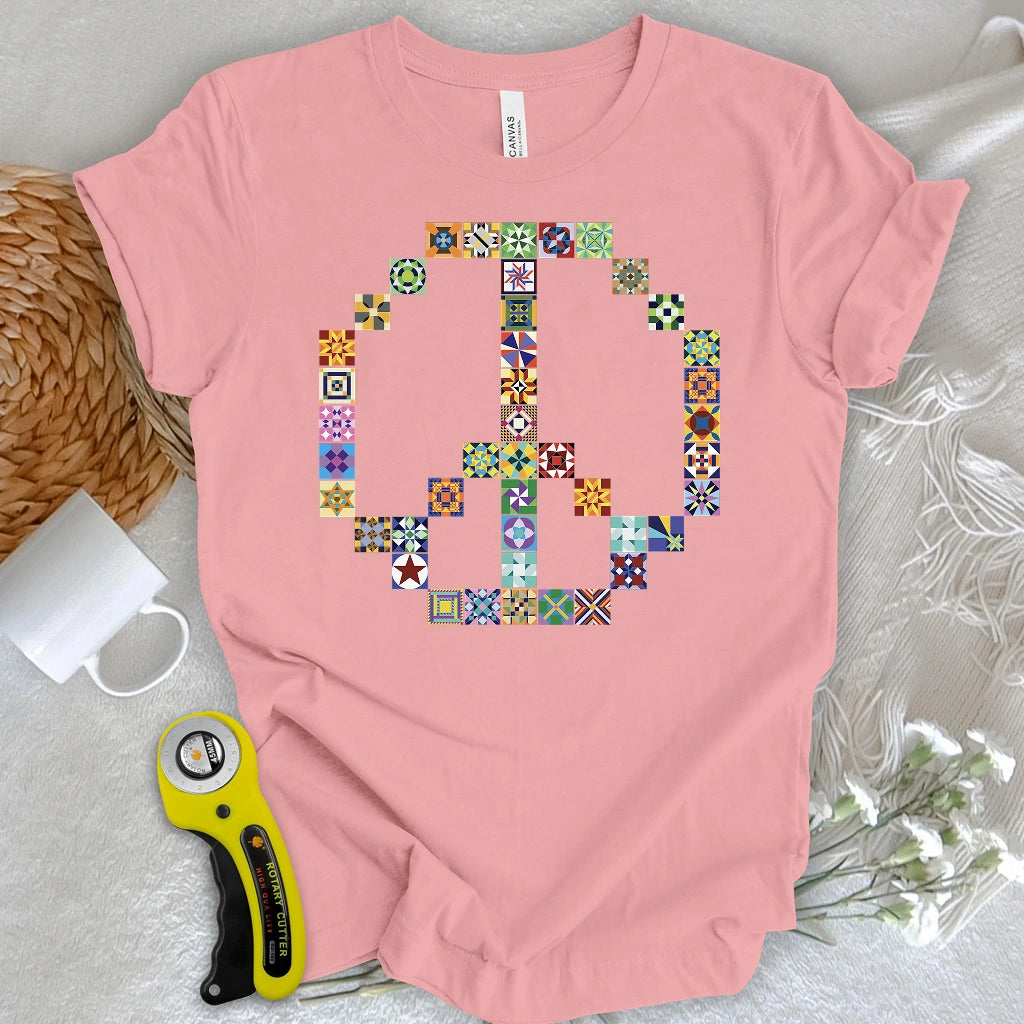 Quilted Peace Symbol T-shirt