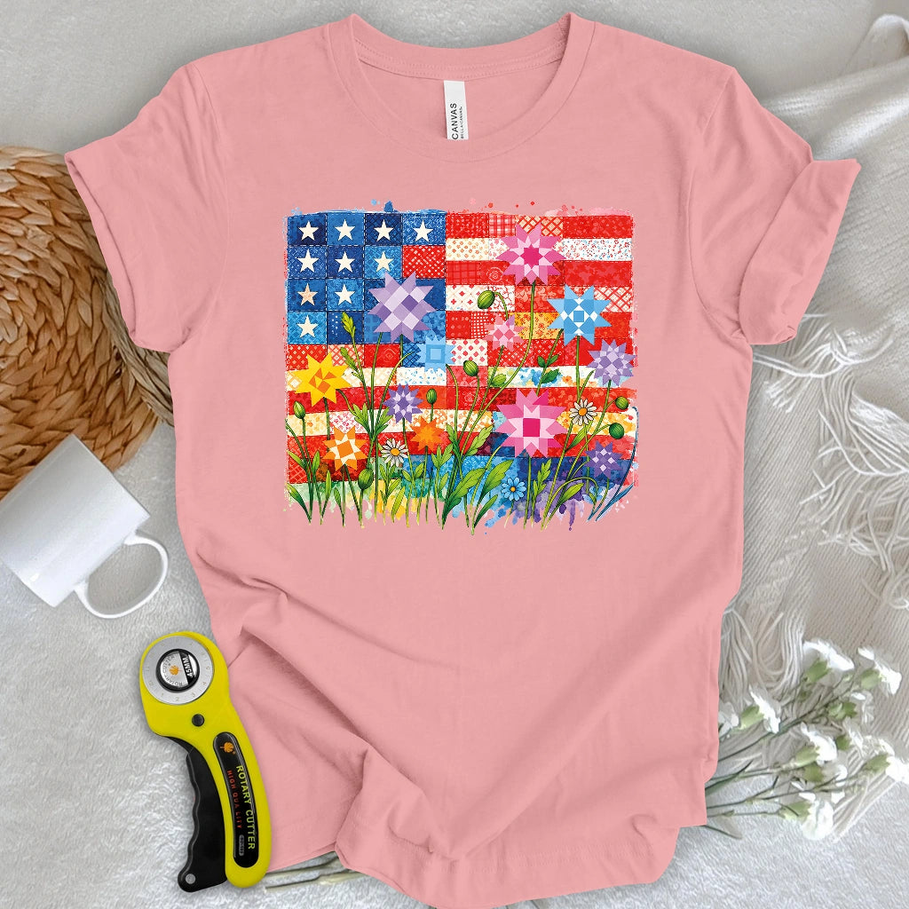Quilted Stars & Blooms T-shirt