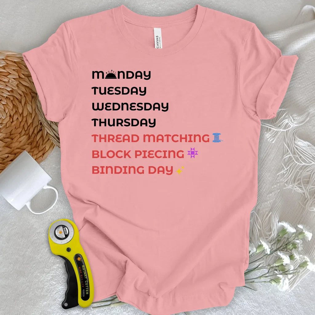 T-shirt compte à rebours du week-end des quilters