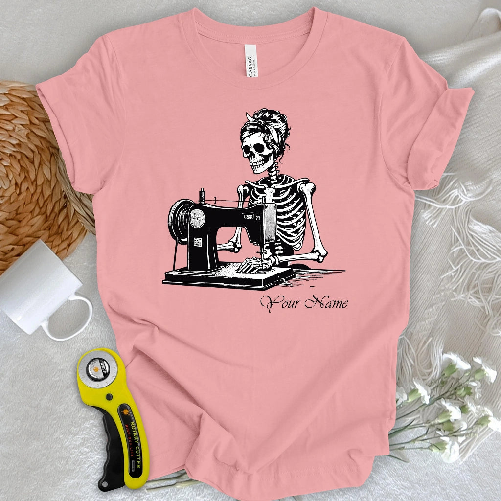 "Custom Name" Quilting Skeleton T-shirt