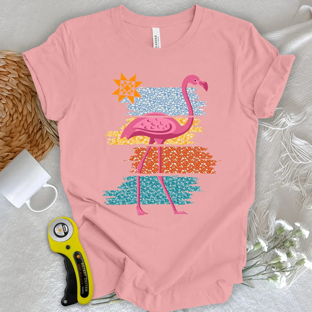 T-shirt Flamant rose matelassé
