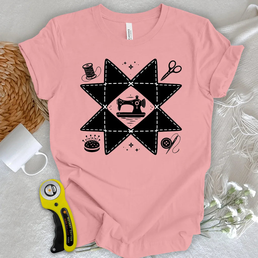 Sewing Compass Quilt T-shirt
