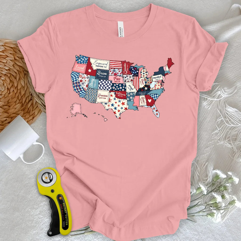 USA Quilt Map T-shirt