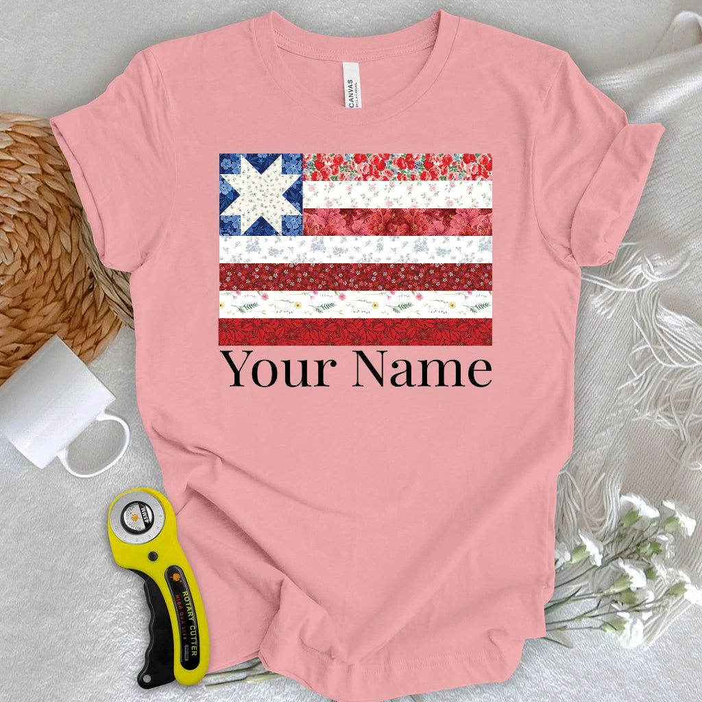 "Custom Name" USA Star Flag T-shirt