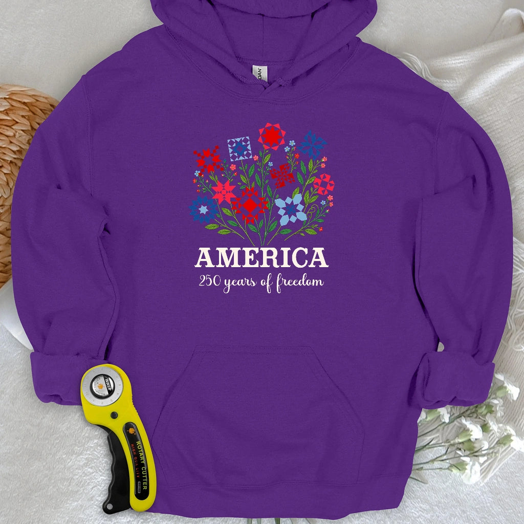 Americana Quilt Blooms Hoodie