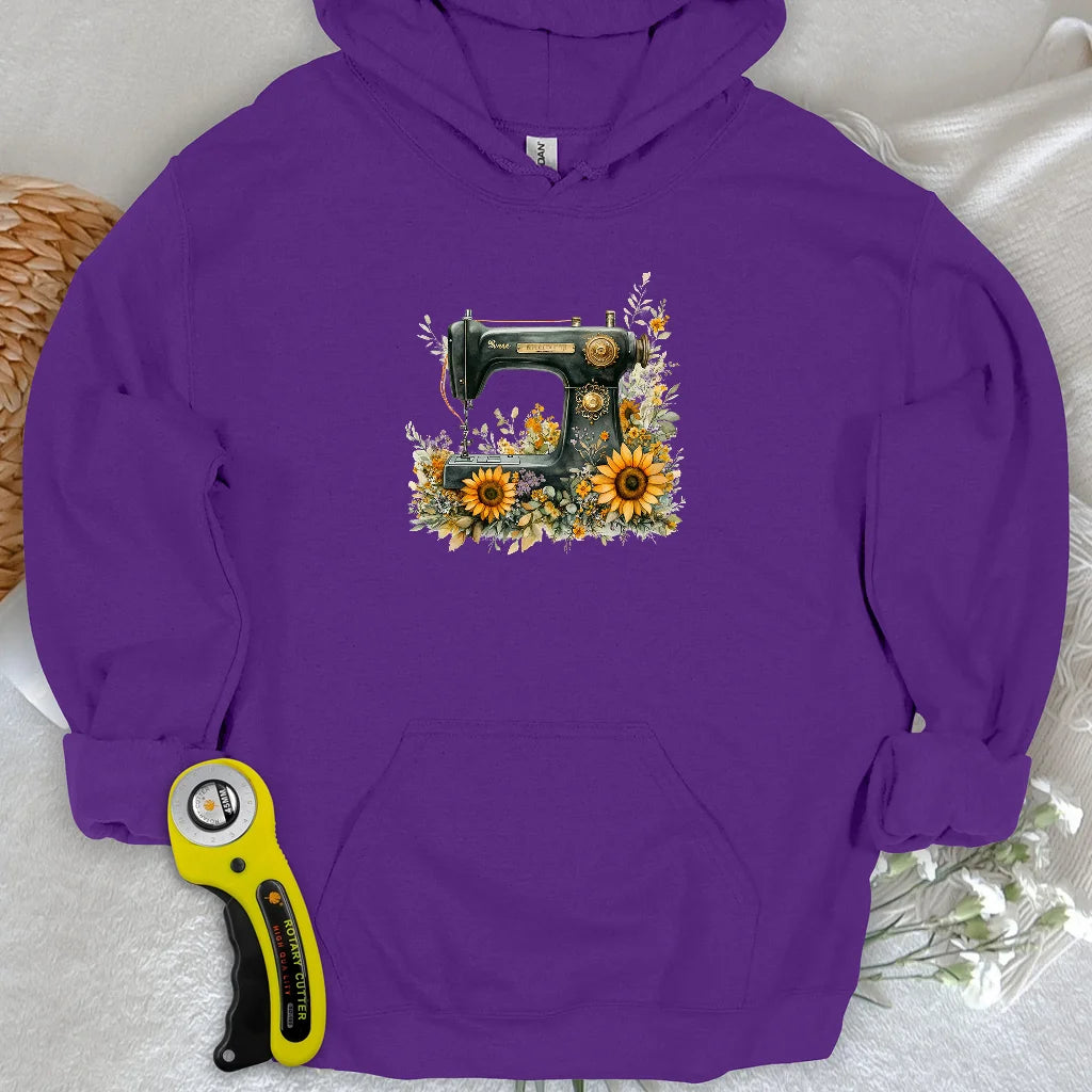 Sweat à capuche machine à coudre florale