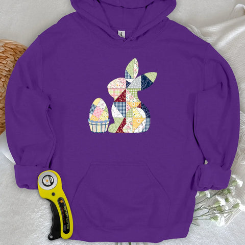 Felpa con cappuccio con coniglietto pasquale patchwork