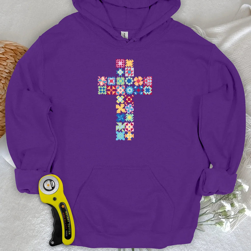 Patchwork Faith Cross Hoodie