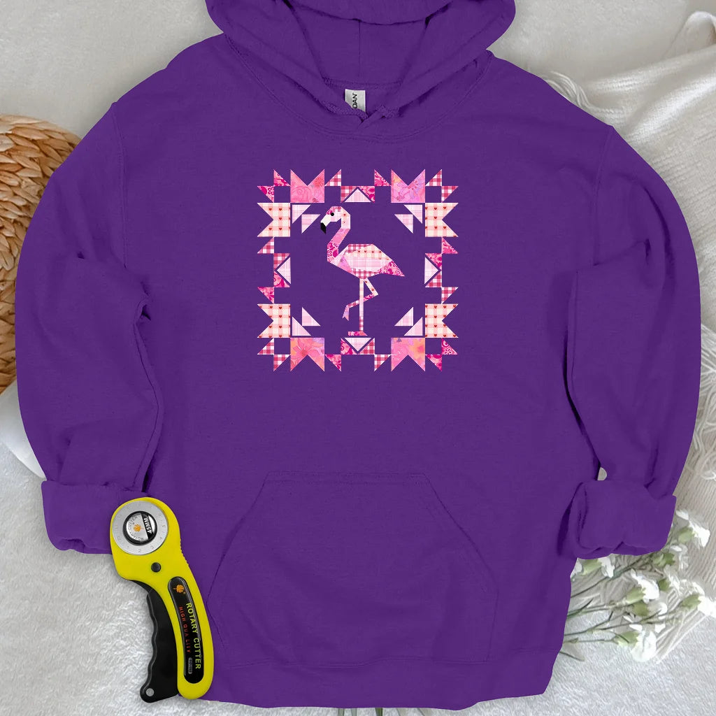 Sweat à capuche Flamant rose patchwork