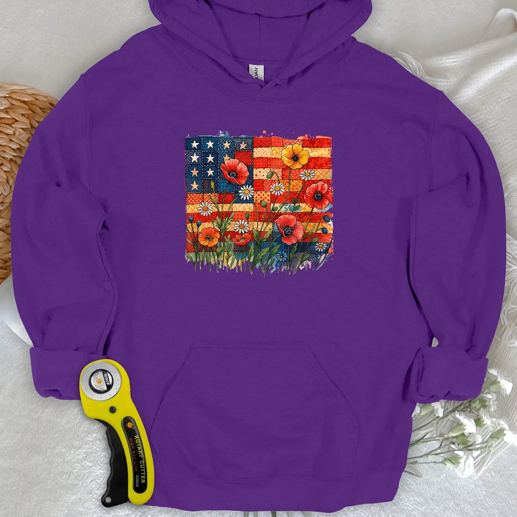 Sweat à capuche floral patchwork
