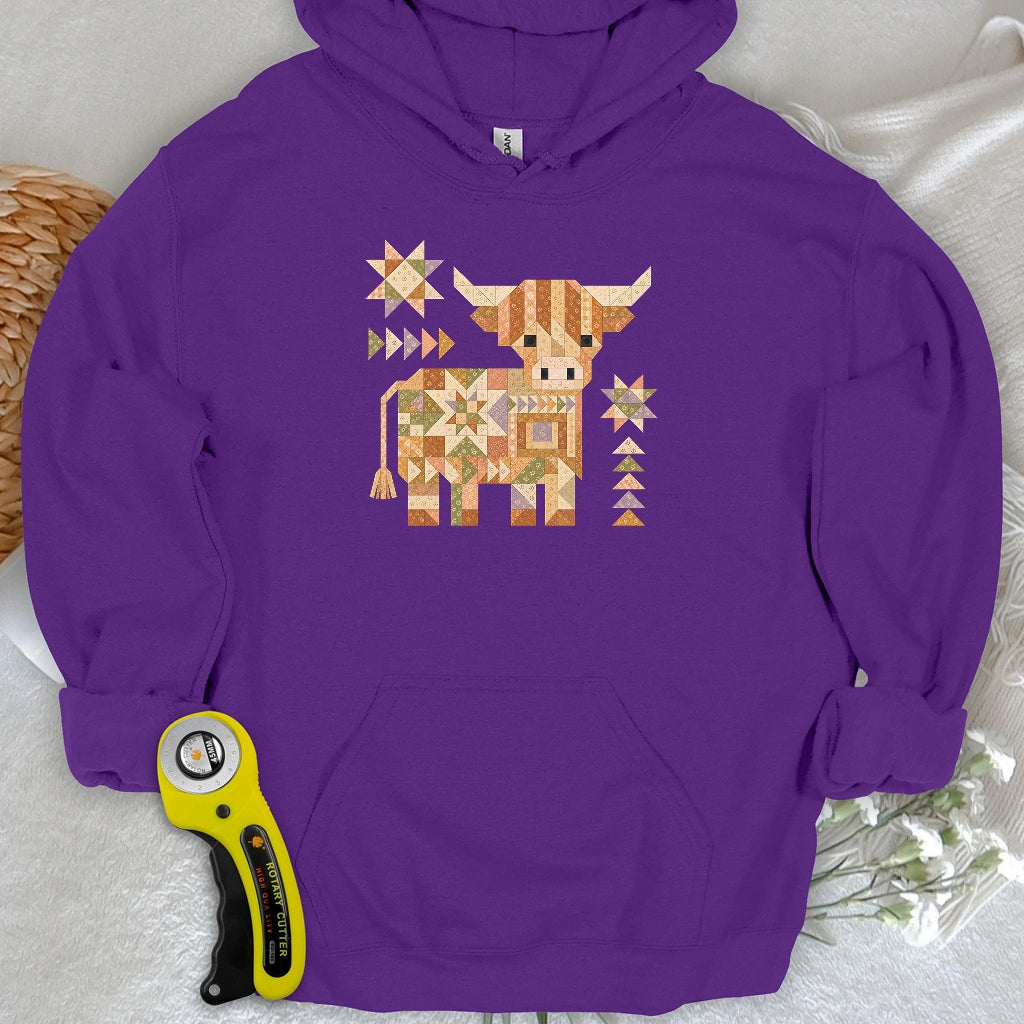 Patchwork Highland Cow Hoodie