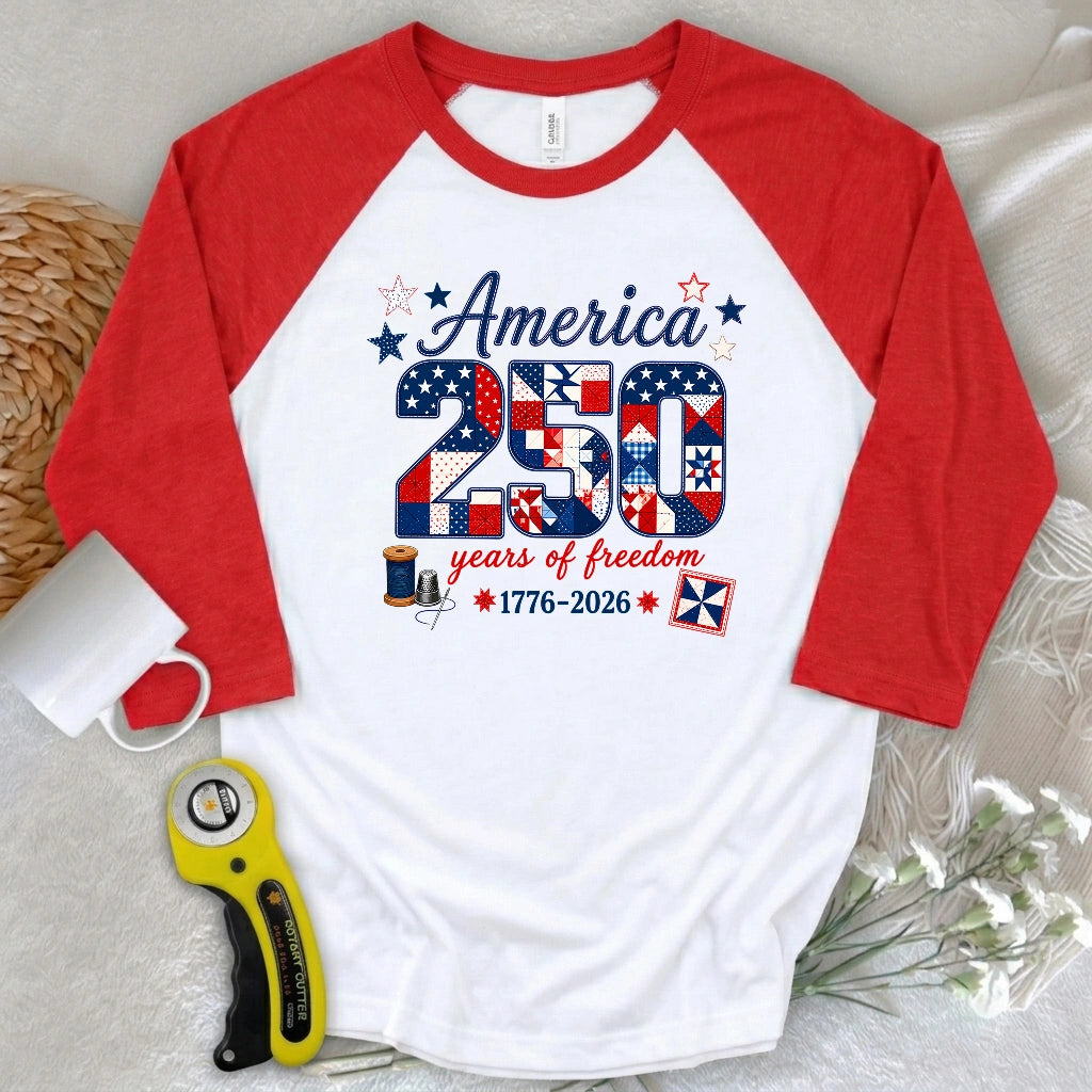 America 250: Pieced With Pride 3/4 Sleeve T-shirt