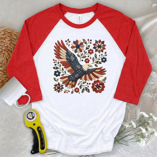 American Eagle Appliqué 3/4 Sleeve T-shirt