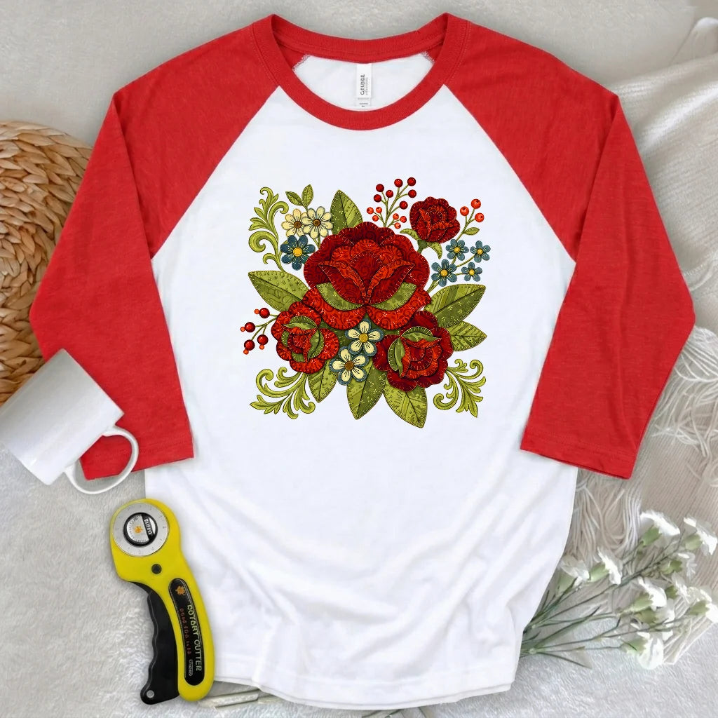 Appliqué Nerd 3/4 Sleeve T-shirt