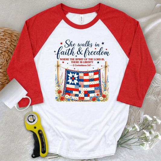 Faithfully Pieced 3/4 Sleeve T-shirt