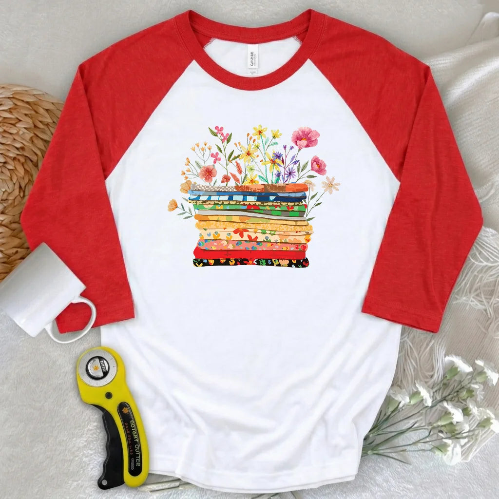 Floral Fabric 3/4 Sleeve T-shirt